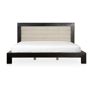 Abril tufted solid wood and deals upholstered low profile platform bed